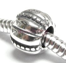 Sterling Silver Round Pumpkin Bead for European Charm Bracelets 9mm