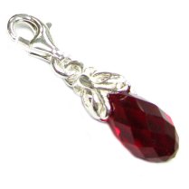 STERLING SILVER Swarovski Crystal Siam Butterfly Pendant Charm Bead for European Style Clip on Charm