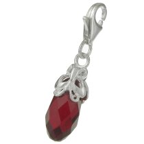 STERLING SILVER Swarovski Crystal Siam Butterfly Pendant Charm Bead for European Style Clip on Charm