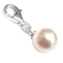 STERLING SILVER Swarovski Rosaline Pearl Pendant Bead for European Clip on Charm
