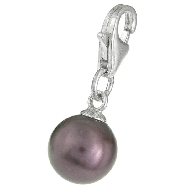 STERLING SILVER Swarovski Burgundy Pearl Pendant Bead for European Style Clip on Charm