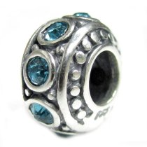 Sterling Silver Blue Ziron CZ Bead for European Charm Bracelet 11mm Birthstone December