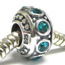 Sterling Silver Blue Ziron CZ Bead for European Charm Bracelet 11mm Birthstone December