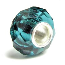 Sterling Silver BIRTHSTONE Blue Ziron Crystal European Bead charm December