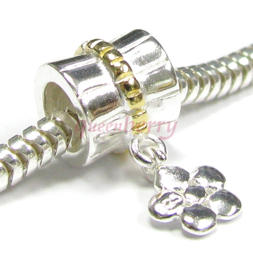 14K Gold 925 Sterling Silver Daisy FLOWER for European Bead charm Bracelet