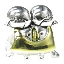 14K Gold Sterling Silver CUTE BABY TWINS BOY KID Bead for European Charm Bracelets