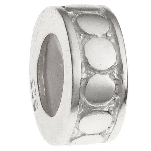 Sterling Silver STOPPER WITH RUBBER CIRCLE DOT ROUND Bead for European Charm Bracelets 8.3mm