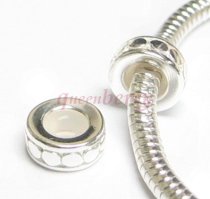 Sterling Silver STOPPER WITH RUBBER CIRCLE DOT ROUND Bead for European Charm Bracelets 8.3mm
