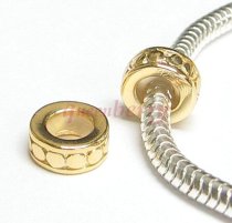 Gold Sterling Silver STOPPER RUBBER CIRCLE DOT ROUND Bead for European Charm Bracelets