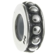 Sterling Silver STOPPER WITH RUBBER DOTS Round Bead for European Charm Bracelets