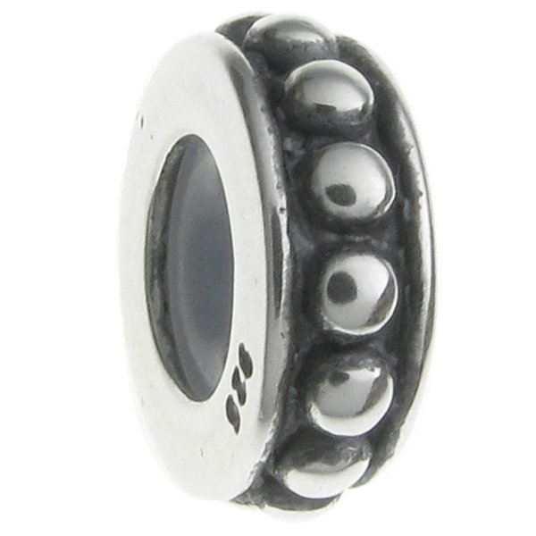 Sterling Silver STOPPER WITH RUBBER DOTS Round Bead for European Charm Bracelets