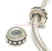 Sterling Silver STOPPER WITH RUBBER DOTS Round Bead for European Charm Bracelets