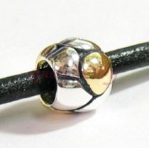Gold Sterling Silver Heart Bead Tube for European Charm Bracelets 8.5mm