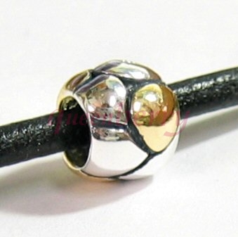 Gold Sterling Silver Heart Bead Tube for European Charm Bracelets 8.5mm