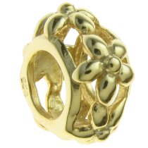 14K Gold 925 Sterling Silver FLOWER BEAD for European Story Charm Bracelets 10mm
