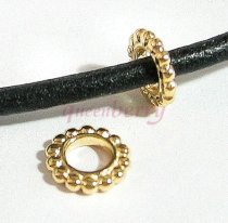 2x 14k Real Gold 925 Sterling Silver ROUND DAISY Spacer BEAD for European Charm Bracelets