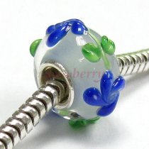 Sterling Silver Murano FLOWER DAISY Glass Bead for European Charm Bracelets