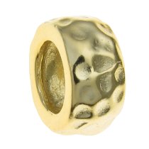 14K Gold 925 Sterling Silver ROUND HAMMERED BEAD TUBE for European Charm Bracelets