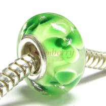 Sterling Silver Murano GREEN FLOWER Glass Bead for European Charm Bracelets 13mm