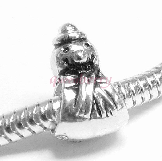 Sterling Silver Christmas SNOWMAN Bead for European Charm Bracelets