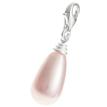 STERLING SILVER Swarovski Rosaline Pink Pearl Pendant Charm Bead for European Style Clip on Charm