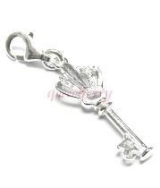 STERLING SILVER Crown Key CHARM PENDANT DANGLE for European Style Clip on Charm