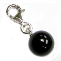 STERLING SILVER Swarovski Mystic Black Pearl Pendant Charm Bead European Style Clip on Charm