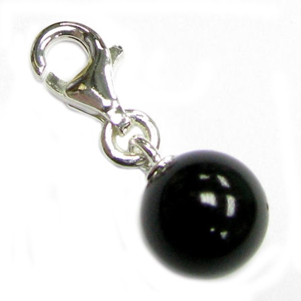 STERLING SILVER Swarovski Mystic Black Pearl Pendant Charm Bead European Style Clip on Charm