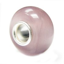 Sterling Silver ROUND Amethyst CAT EYE Bead for European Charm Bracelets