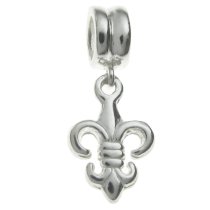 Sterling Silver FLEUR-DE-LIS Dangle Bead for European Charm Bracelets