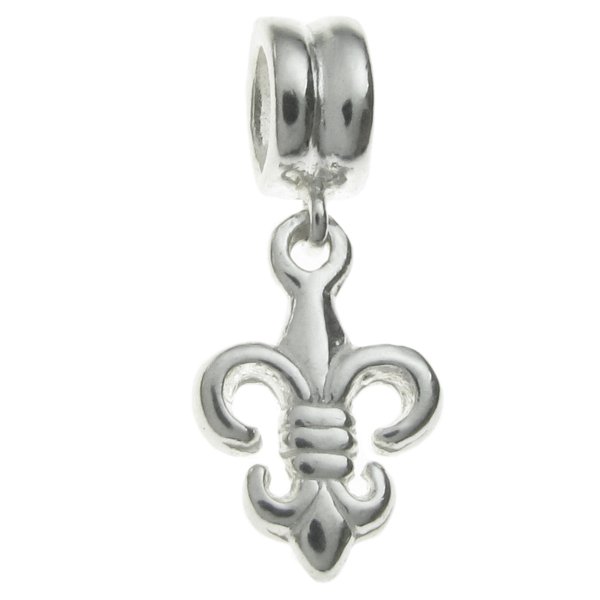 Sterling Silver FLEUR-DE-LIS Dangle Bead for European Charm Bracelets