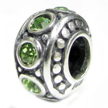 Sterling Silver Peridot CZ Bead for European Charm Bracelet 11mm Birthstone August