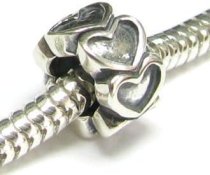 Queenberry Sterling Silver Endless Love Heart Bead for European Story Charm Bracelets