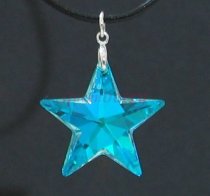 Aquamarine AB-coated Swarovski Star Silver Pendant