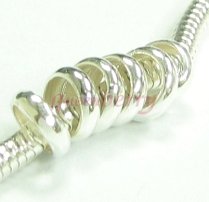 10 STERLING SILVER Ring Space Bead Compatible with European Story Charm 3mm Snake Chain Cable Bracelet