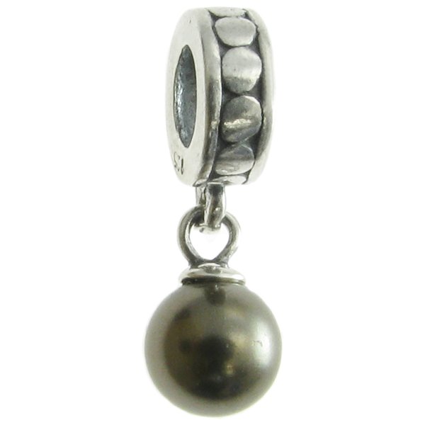 Sterling Silver Swarovski Brown Pearl Pendant Bead for European Story Charm Bracelets