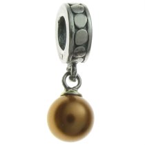 Sterling Silver Swarovski Copper Pearl Pendant Bead for European Story Charm Bracelets