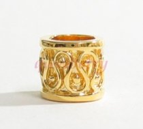 14k Gold 925 Sterling Silver DOTS bead Tube 7.5mm Compatible with European Story Charm Bracelets