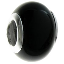 Sterling Silver Real Onyx ROUND Bead for European Charm Bracelets 12mm