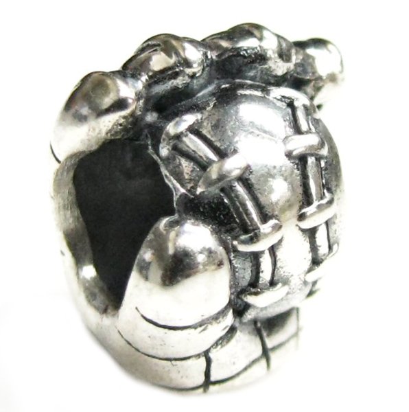 Sterling silver Baseball Mitten Glove Bead for European Charm Bracelets
