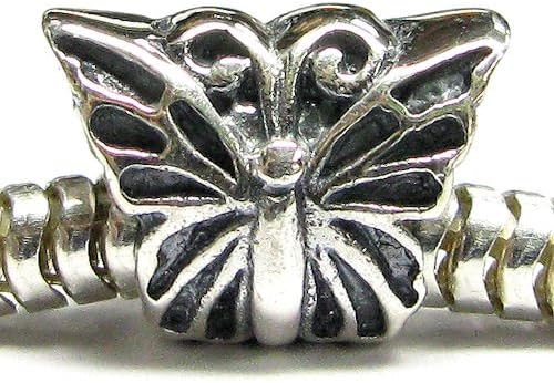Queenberry .925 Sterling Silver Bug Butterfly Bead for European Charm Bracelets