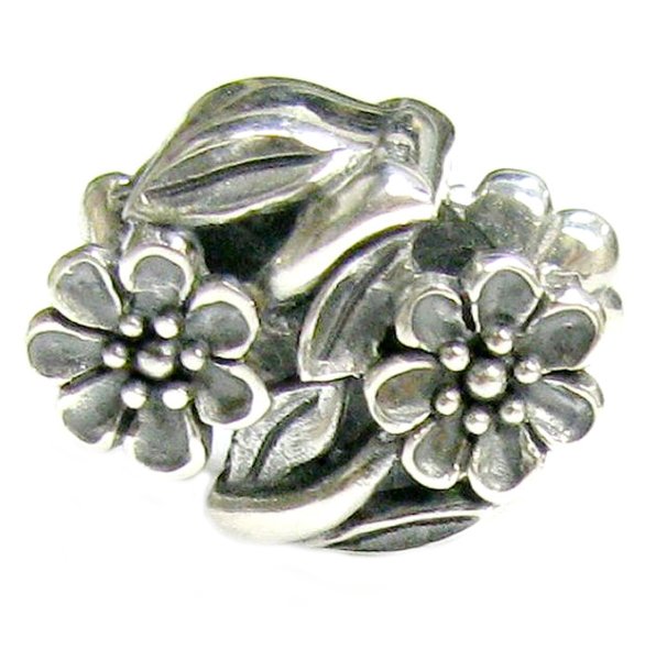 Sterling Silver Flower Leaves Bead for European Charm Bracelets