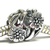 Sterling Silver Flower Leaves Bead for European Charm Bracelets