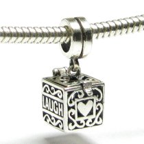 Sterling Silver Love Laugh Live Heart Memory Locket Dangle Screw on Bead for European Charm Bracelets
