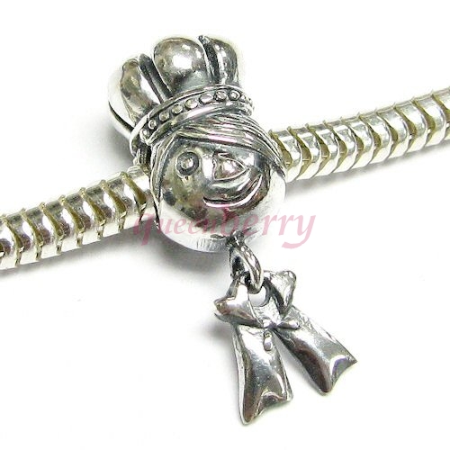 Sterling silver Family Crown Mom's Little Boy Prince Dangle Screw On Bead for Pandora European Charm Bracelets