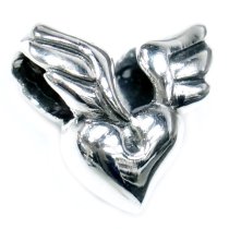 Sterling silver Wing Heart with Lock Love You Bead for European Charm Bracelets
