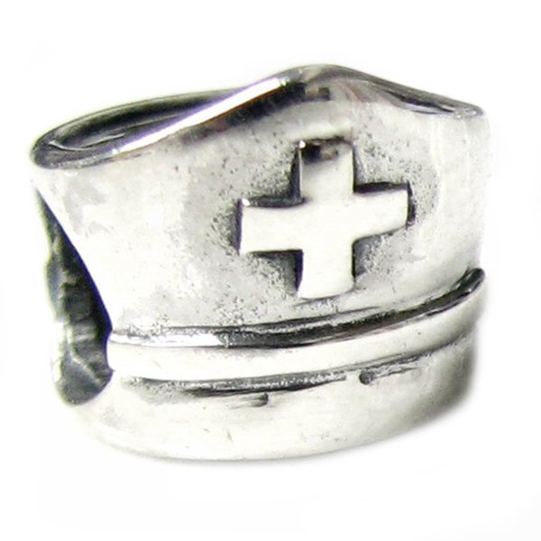 Sterling silver Nurse Cap Bead for European Charm Bracelets