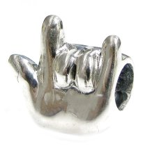 Sterling silver I Love You Hand Sign Bead for European Story Charm Bracelets