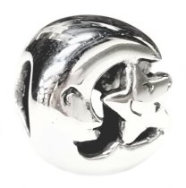 Sterling silver Happy smily Moon Star Love Bead for European Story Charm Bracelets