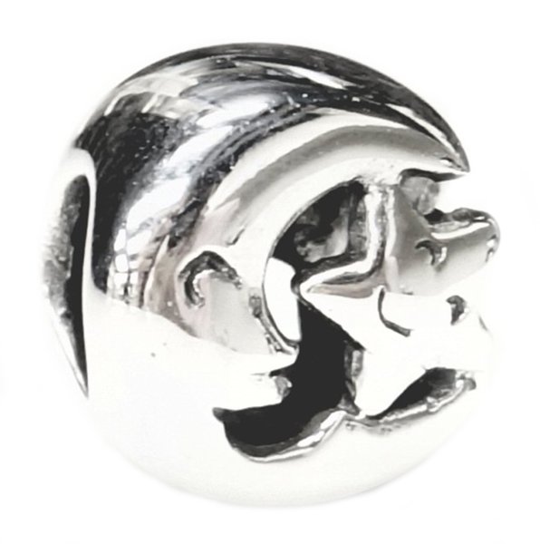 Sterling silver Happy smily Moon Star Love Bead for European Story Charm Bracelets